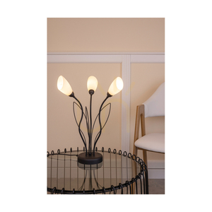 Gloriosa asztali lámpa, 3xG9, Max. 6 W-os LED, fekete fém/fekete PVC-kábel/fehér üvegburás, Ø40 cm small 2