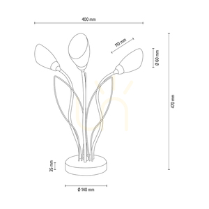 Gloriosa asztali lámpa, 3xG9, Max. 6 W-os LED, fekete fém/fekete PVC-kábel/fehér üvegburás, Ø40 cm small 3