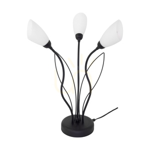 Gloriosa asztali lámpa, 3xG9, Max. 6 W-os LED, fekete fém/fekete PVC-kábel/fehér üvegburás, Ø40 cm small 0
