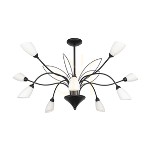 Gloriosa függesztett lámpa, 10xG9, Max. 6 W-os LED, fekete fém/fehér üveg lámpaernyő, Ø92 cm small 0