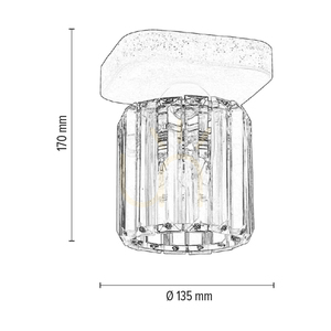 Glory mennyezeti lámpa, 1xE27, Max. 60 W, betonszürke/átlátszó üvegburás, 13,5 cm small 2