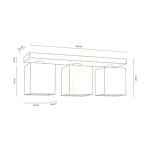 Remek mennyezeti lámpa, 3xE27, Max. 25 W, betonszürke/fehér, 55 cm-es lámpaernyő small 2