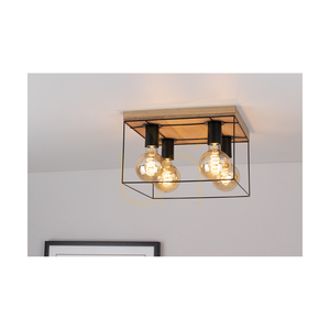 Gretter mennyezeti lámpa, 4xE27, Max. 60 W, olajozott tölgy/fekete fém, 34 cm small 2