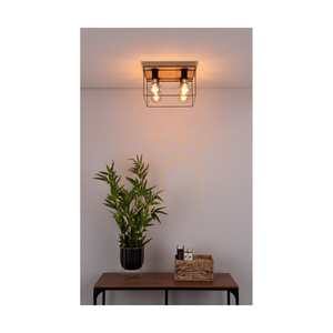 Gretter mennyezeti lámpa, 4xE27, Max. 60 W, olajozott tölgy/fekete fém, 34 cm small 3