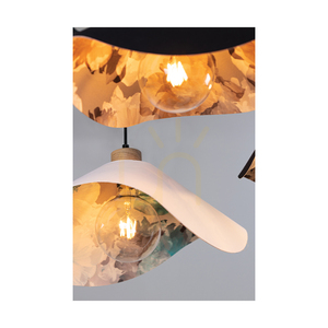 Hattu virágmotívumos függőlámpa, 1xE27, max.. 40 W-os olajozott tölgyfa/fekete fonott kábel/fehér és többszínű lámpaernyő, Ø40 cm small 3