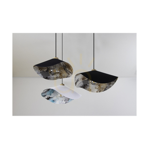 Hattu virágmotívumos függőlámpa, 1xE27, max.. 40 W-os olajozott tölgyfa/fekete fonott kábel/fehér és többszínű lámpaernyő, Ø40 cm small 4