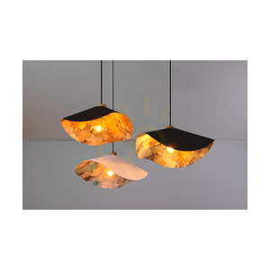 Hattu virágmotívumos függőlámpa, 1xE27, max.. 40 W-os olajozott tölgyfa/fekete fonott kábel/fehér és többszínű lámpaernyő, Ø40 cm small 5