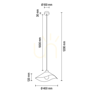 Hattu virágmotívumos függőlámpa, 1xE27, max.. 40 W-os olajozott tölgyfa/fekete fonott kábel/fehér és többszínű lámpaernyő, Ø40 cm small 6