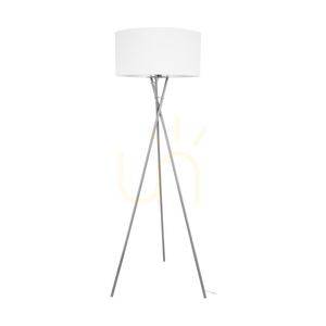 Hugo állólámpa, 1xE27, Max. 60 W, szaténfém/átlátszó PVC-kábel/fehér lámpaernyő, 62 cm small 0