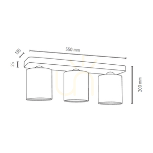 Jenta mennyezeti lámpa, 3xE27, Max. 25 W, bükk- és diófa, fehér, 55 cm-es lámpaernyő small 2