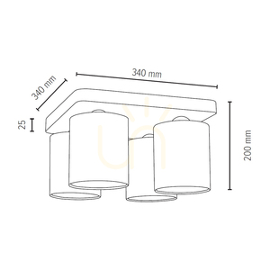 Jenta mennyezeti lámpa, 4xE27, Max. 25 W, bükk- és diófa / fehér, 34 cm-es lámpaernyő small 2