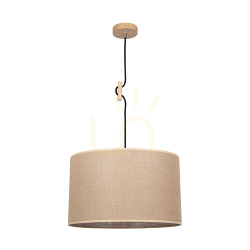 Jelölje be Juta függőlámpa, 1xE27, Max. 60 W, nyírfa/fekete fonott kábel/bézs juta lámpaernyő, Ø40 cm