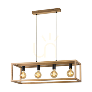 Spot Light KAGO 61590474 függesztett lámpa, olajozott tölgy és fekete, 4 × E27, 90 cm small 1