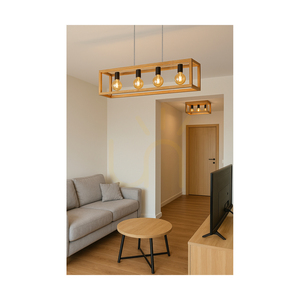 Spot Light KAGO 61590474 függesztett lámpa, olajozott tölgy és fekete, 4 × E27, 90 cm small 4