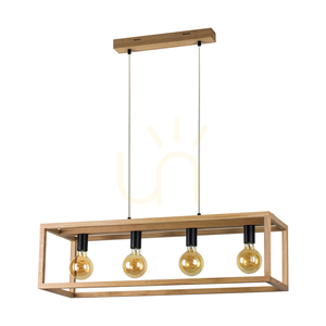 Spot Light KAGO 61590474 függesztett lámpa, olajozott tölgy és fekete, 4 × E27, 90 cm small 0