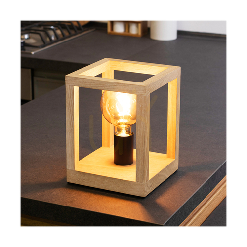 Jelölje be Spot Light Kago 7154174 E27 asztali lámpa, olajozott tölgy és fekete, 20 × 20 × 25 cm