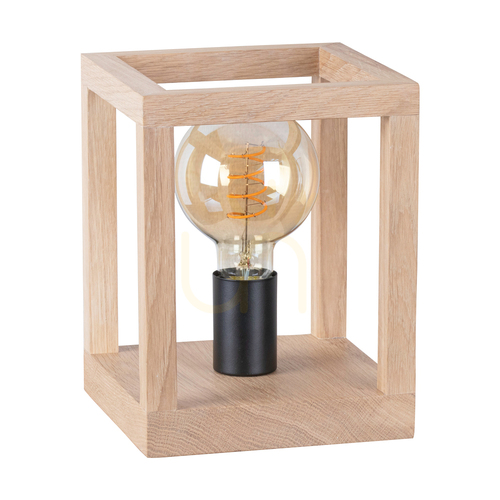 Jelölje be Kago asztali lámpa, 1xE27, Max. 60 W, olajozott tölgy/fekete fém/fekete fonott kábel, 20 cm