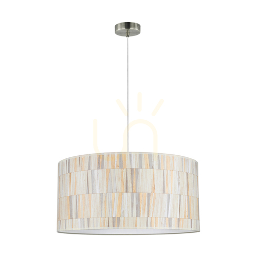 Jelölje be Kairo függesztett lámpa, 1xE27, Max. 25 W, szaténfém / átlátszó PVC-kábel / többszínű tapéta lámpaernyő, Ø50 cm