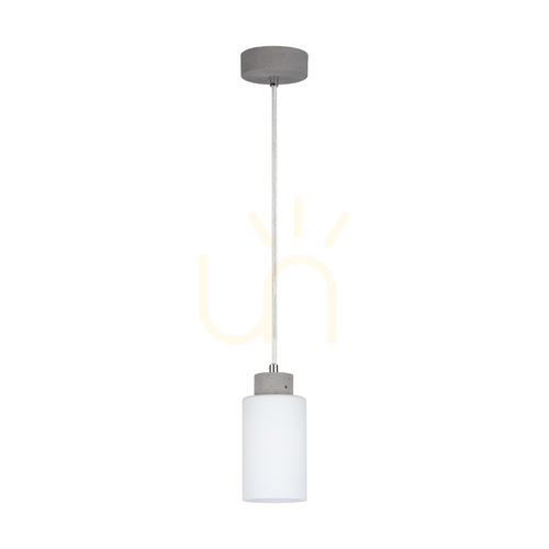 Jelölje be Karla függesztett lámpa, 1xE27, Max. 60 W, betonszürke/átlátszó PVC-kábel/fehér üvegburás lámpa, Ø10 cm