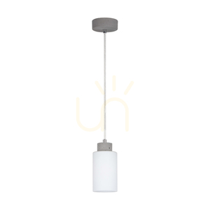 Karla függesztett lámpa, 1xE27, Max. 60 W, betonszürke/átlátszó PVC-kábel/fehér üvegburás lámpa, Ø10 cm small 0