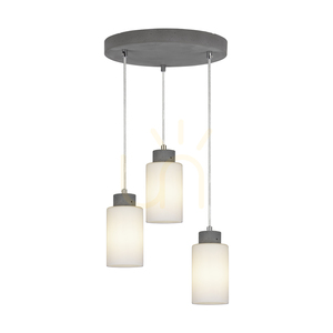 Karla függőlámpa, 3xE27, Max. 60 W, betonszürke/átlátszó PVC-kábel/fehér üvegburás lámpa, Ø32 cm small 1