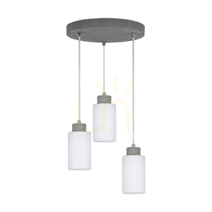 Karla függőlámpa, 3xE27, Max. 60 W, betonszürke/átlátszó PVC-kábel/fehér üvegburás lámpa, Ø32 cm small 0