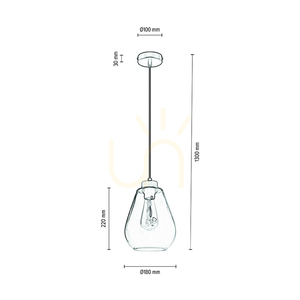 Kigali függesztett lámpa, 1xE27, max.. 60 W, olajozott tölgyfa / fekete fém / fekete PVC-kábel / füstölt üveg lámpaernyő, Ø19 cm small 2