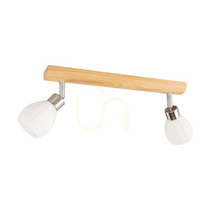 Kira mennyezeti lámpa. 2xG9 LED, max.. 3 W, olajozott tölgy/szaténfém/fehér üvegburák, 39 cm small 0