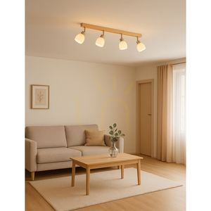 Kira mennyezeti lámpa. 4xG9 LED, max.. 3 W, olajozott tölgy/szaténfém/fehér üvegburák, 78 cm small 3