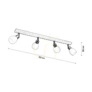 Kira mennyezeti lámpa. 4xG9 LED, max.. 3 W, olajozott tölgy/szaténfém/fehér üvegburák, 78 cm small 4