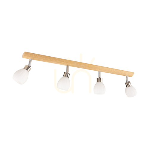 Jelölje be Kira mennyezeti lámpa. 4xG9 LED, max.. 3 W, olajozott tölgy/szaténfém/fehér üvegburák, 78 cm