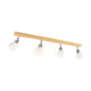 Kira mennyezeti lámpa. 4xG9 LED, max.. 3 W, olajozott tölgy/szaténfém/fehér üvegburák, 78 cm small 0