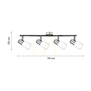Kira mennyezeti lámpa, 4xE14, Max. 40 W, krómozott fém/fehér üvegburás, 71 cm small 2
