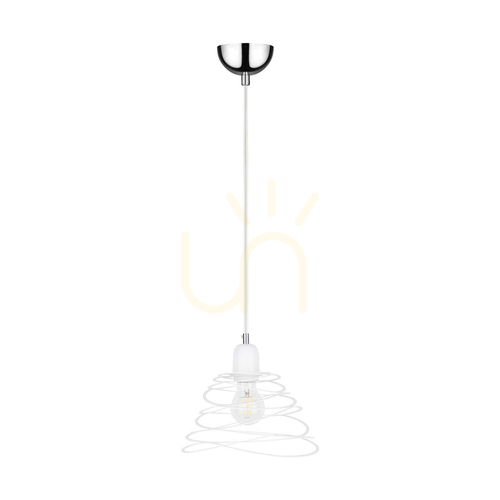 Jelölje be Komet függesztett lámpa, 1xE27, Max. 60 W, krómozott fém/fehér PVC-kábel/fehér fém lámpaernyő, Ø24,5 cm