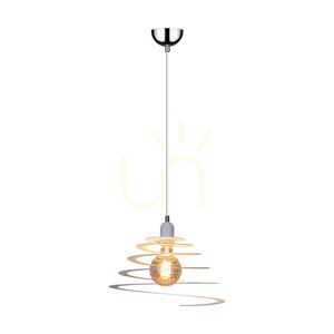 Komet függesztett lámpa, 1xE27, Max. 60 W, krómozott fém/fehér PVC-kábel/fehér fém lámpaernyő, Ø34,5 cm small 1