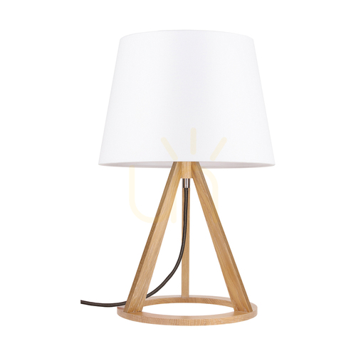 Jelölje be Konan asztali lámpa, 1xE27, max.. 25 W-os olajozott tölgy/antracit színű fonott kábel/fehér lámpaernyő, Ø30 cm