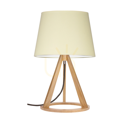 Jelölje be Konan asztali lámpa, 1xE27, max.. 25 W-os, olajozott tölgy/antracit színű fonott kábel/krém színű lámpaernyő, Ø30 cm