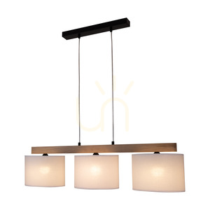 Lora függőlámpa, 3xE27, Max. 40 W, olajozott tölgy/fekete fém/átlátszó PVC-kábel/fehér lámpaernyő, 90 cm small 1