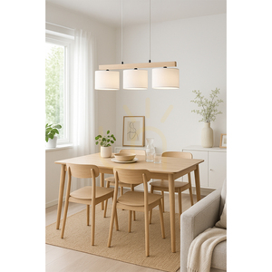 Lora függőlámpa, 3xE27, Max. 40 W, olajozott tölgy/fekete fém/átlátszó PVC-kábel/fehér lámpaernyő, 90 cm small 4