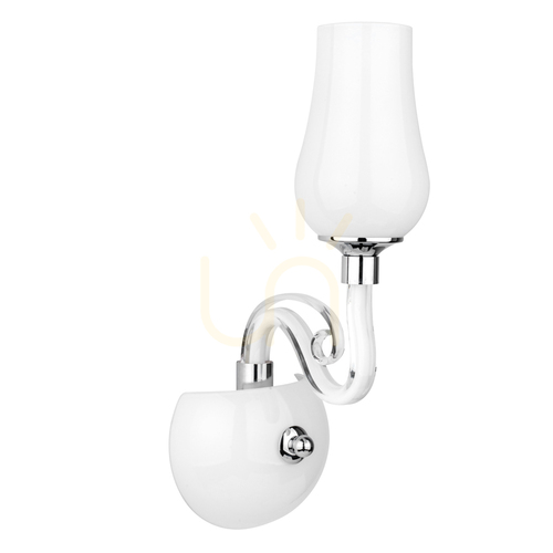 Jelölje be Lutecja fali lámpa, 1xE14, max.. 40 W-os, átlátszó-króm fém/fehér üveg lámpaernyő, 18 cm