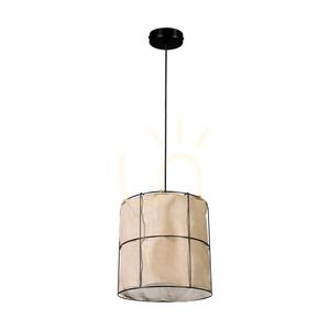 Marinero függesztett lámpa, 1xE27, Max. 15 W-os LED, fekete fém/fekete fonott kábel/fekete fém lámpaernyő bézs színű vászonnal, Ø40 cm small 2
