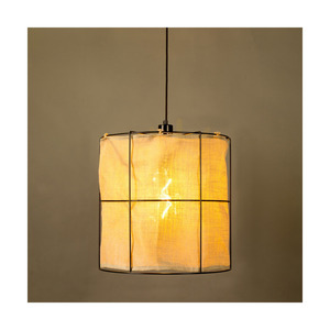 Marinero függesztett lámpa, 1xE27, Max. 15 W-os LED, fekete fém/fekete fonott kábel/fekete fém lámpaernyő bézs színű vászonnal, Ø40 cm small 5
