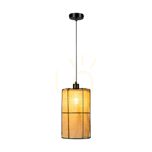 Marinero függesztett lámpa, 1xE27, Max. 15 W-os LED, fekete fém/fekete fonott kábel/fekete fém lámpaernyő bézs színű vászonnal, Ø20 cm small 1