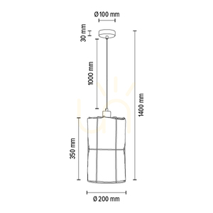 Marinero függesztett lámpa, 1xE27, Max. 15 W-os LED, fekete fém/fekete fonott kábel/fekete fém lámpaernyő bézs színű vászonnal, Ø20 cm small 5