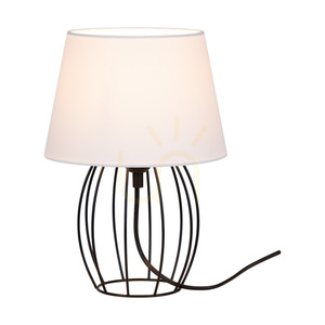 Merano asztali lámpa, 1xE27, Max. 25 W, fekete fém/fekete PVC kábel/fehér lámpaernyő, Ø20 cm small 1