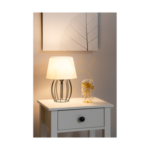 Merano asztali lámpa, 1xE27, Max. 25 W, fekete fém/fekete PVC kábel/fehér lámpaernyő, Ø20 cm small 2