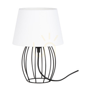 Merano asztali lámpa, 1xE27, Max. 25 W, fekete fém/fekete PVC kábel/fehér lámpaernyő, Ø20 cm small 0