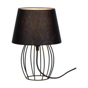 Merano asztali lámpa, 1xE27, Max. 25 W, fekete fém/fekete PVC-kábel/fekete lámpaernyő, Ø20 cm small 1