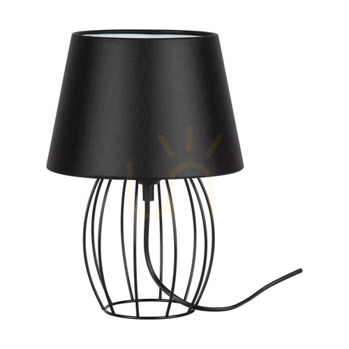 Jelölje be Merano asztali lámpa, 1xE27, Max. 25 W, fekete fém/fekete PVC-kábel/fekete lámpaernyő, Ø20 cm