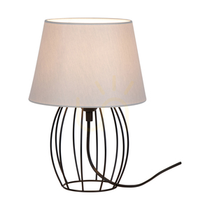 Merano asztali lámpa, 1xE27, Max. 25 W, fekete fém/fekete PVC kábel/szürke lámpaernyő, Ø20 cm small 1